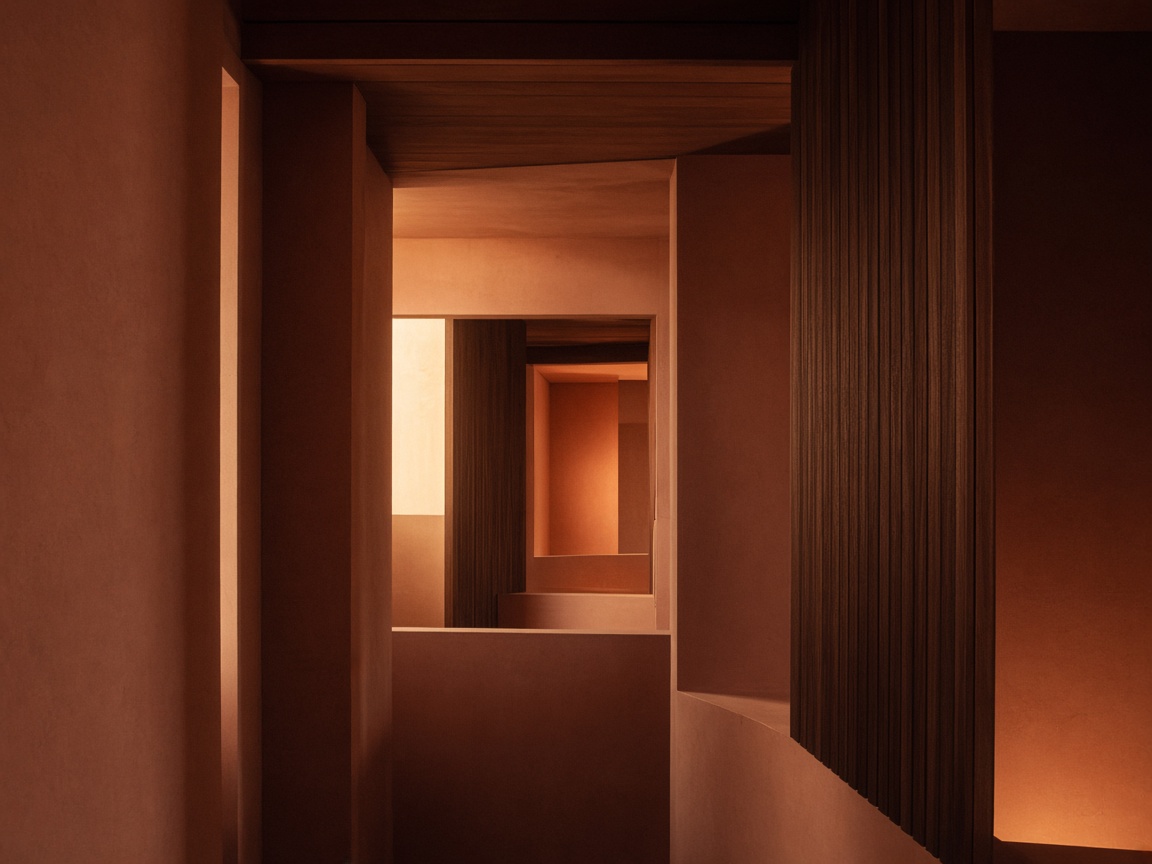 Stacked warm corridor light suggesting care pathways