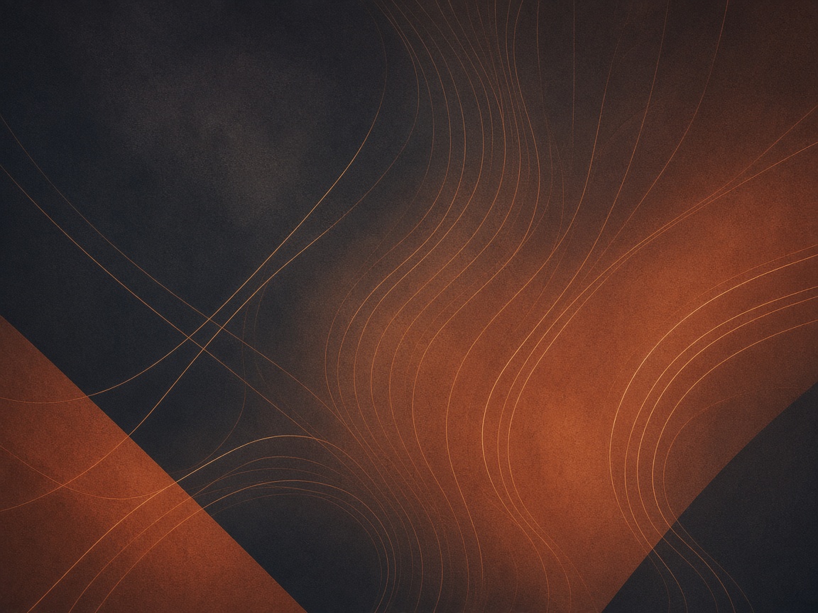 Abstract meridian lines on a dark terracotta field